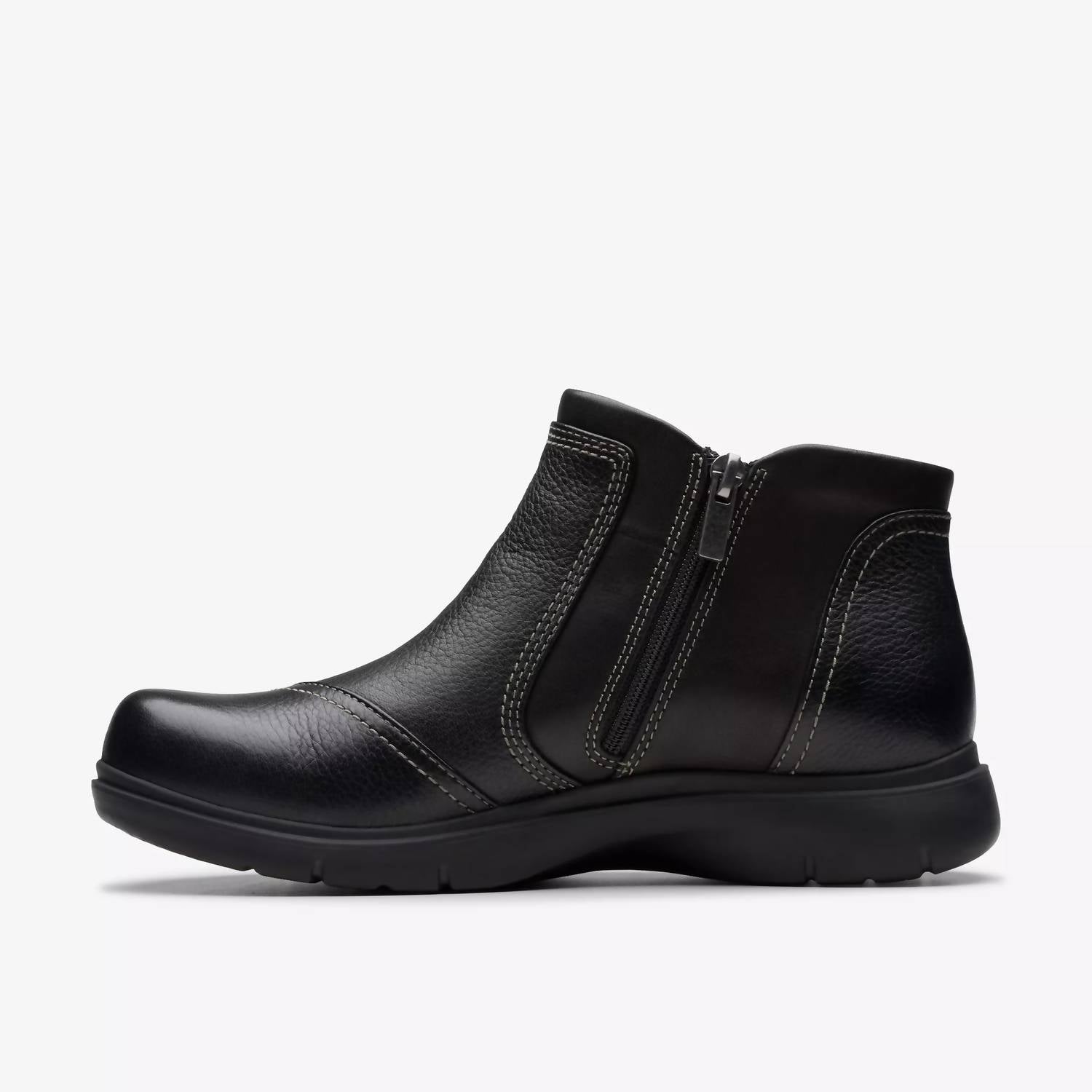 Clarks Women's Certina Joy Boots in black leather - women's shoe - detail view