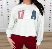 Gilli - Uniquely Usa Long Sleeve Cropped Sweatshirt