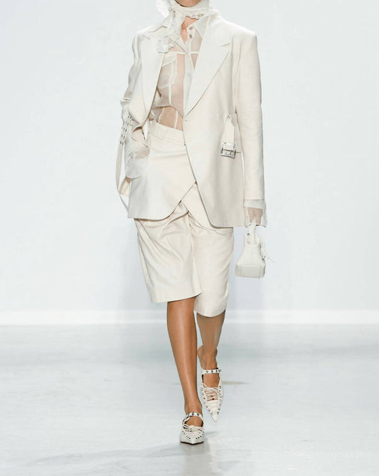 Ganni - Cotton Melange Tailoring Mini Skirt