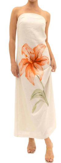 Fore Collection - Strapless A Line Tiger Lily Maxi Dress