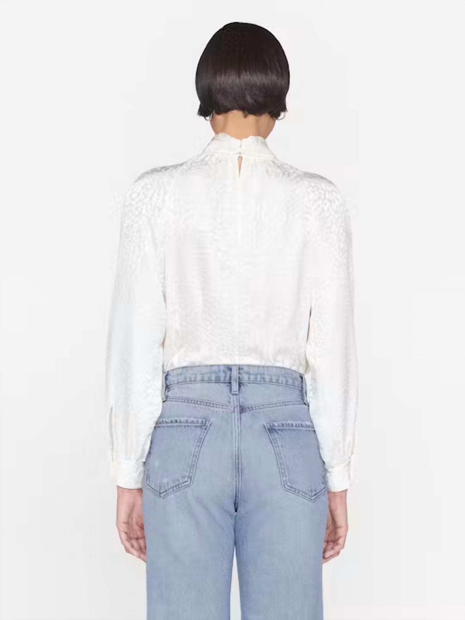 Frame - Foldover Mock Neck Blouse