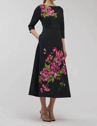 Kay Unger - Greta Floral Embroidered Midi Dress