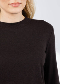 REPEAT cashmere Wool Blend Crew Top in dark brown - women's long sleeve top - view 4