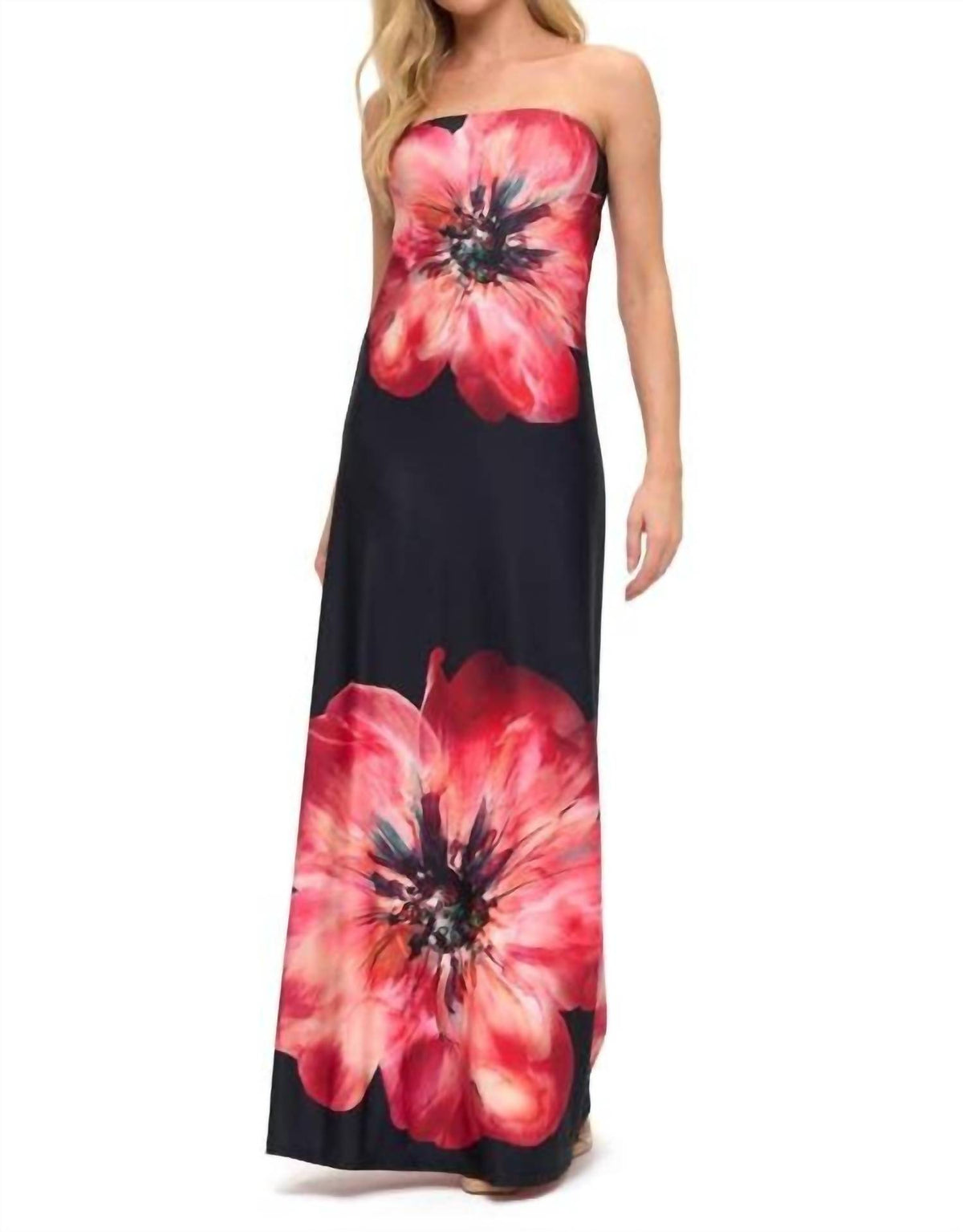 Ariella - Crimson Bloom Maxi Dress