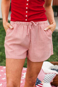 Charlotte Avery - Striped Coastal Drawstring Shorts