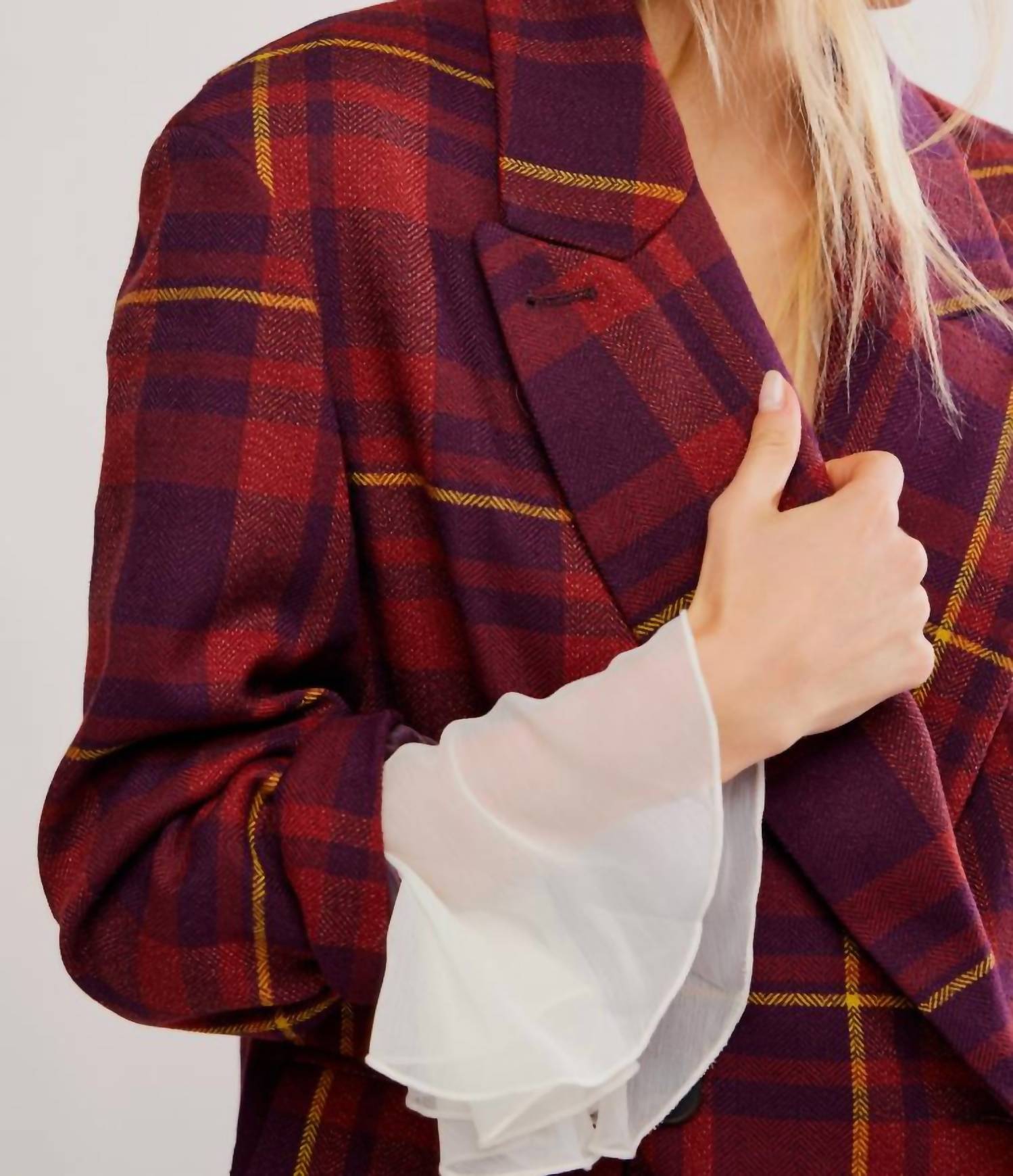 Free People Dean Double-breasted Blazer in plum combo 1 - women's jacket - alternate view
