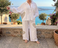 Made in Italy Amore Wide Leg Linen Pants in italy amore wide leg linen pants in white - women's pants - view 6