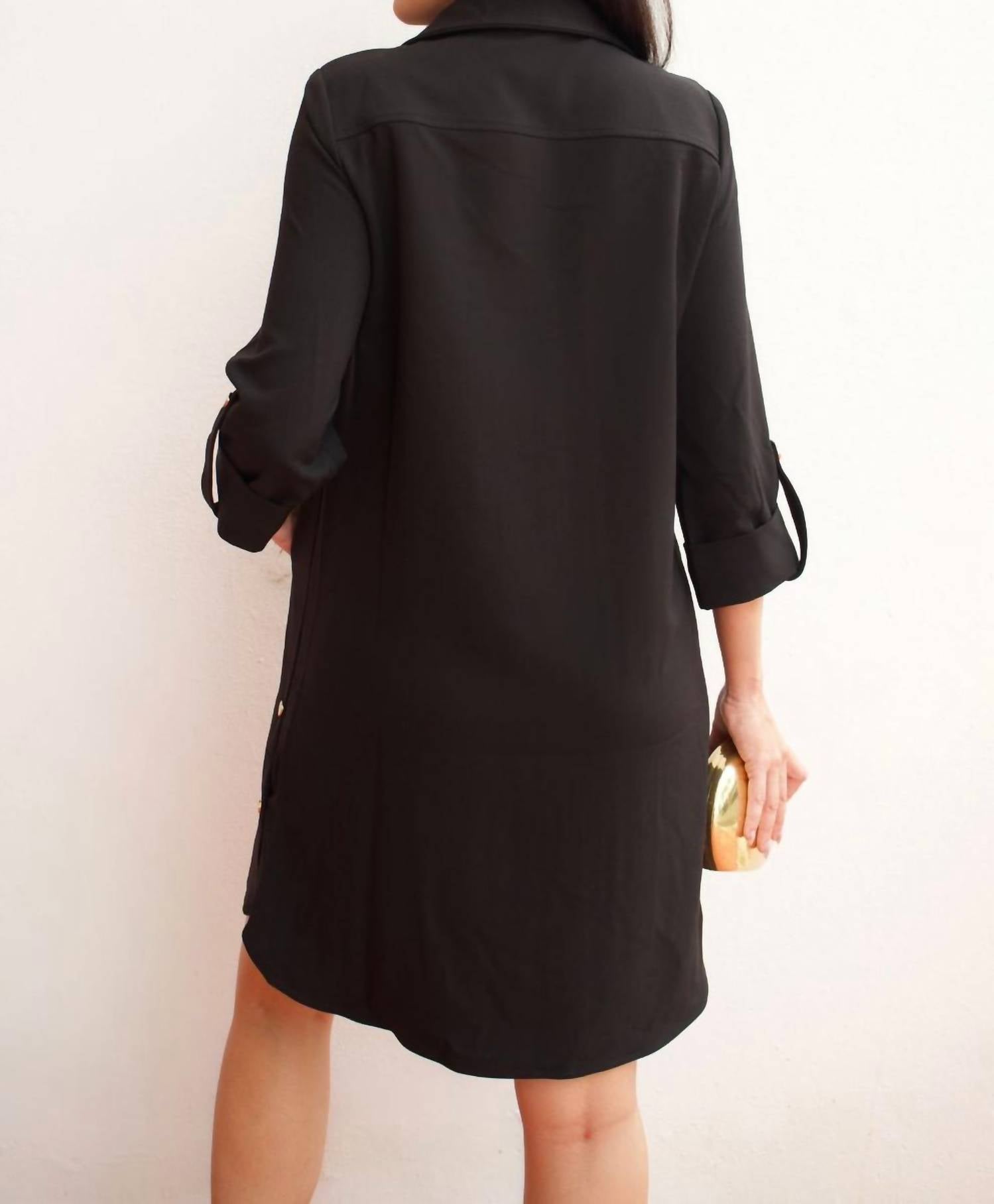 LIOR Milo Hidden Placket Dress in black - women's dress - view 4