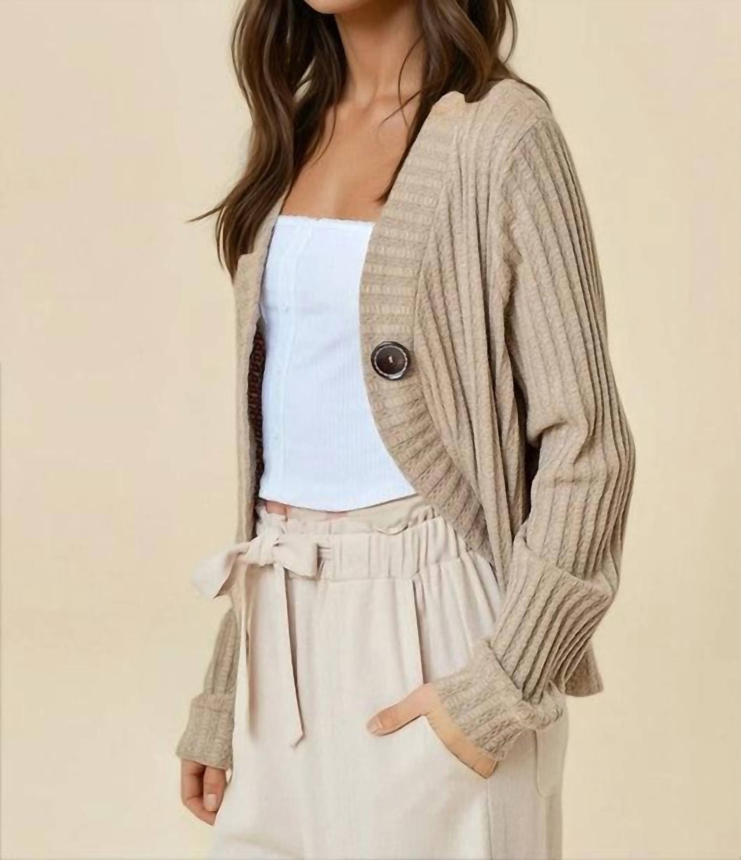 Doe And Rae - One Button Knit Cardigan