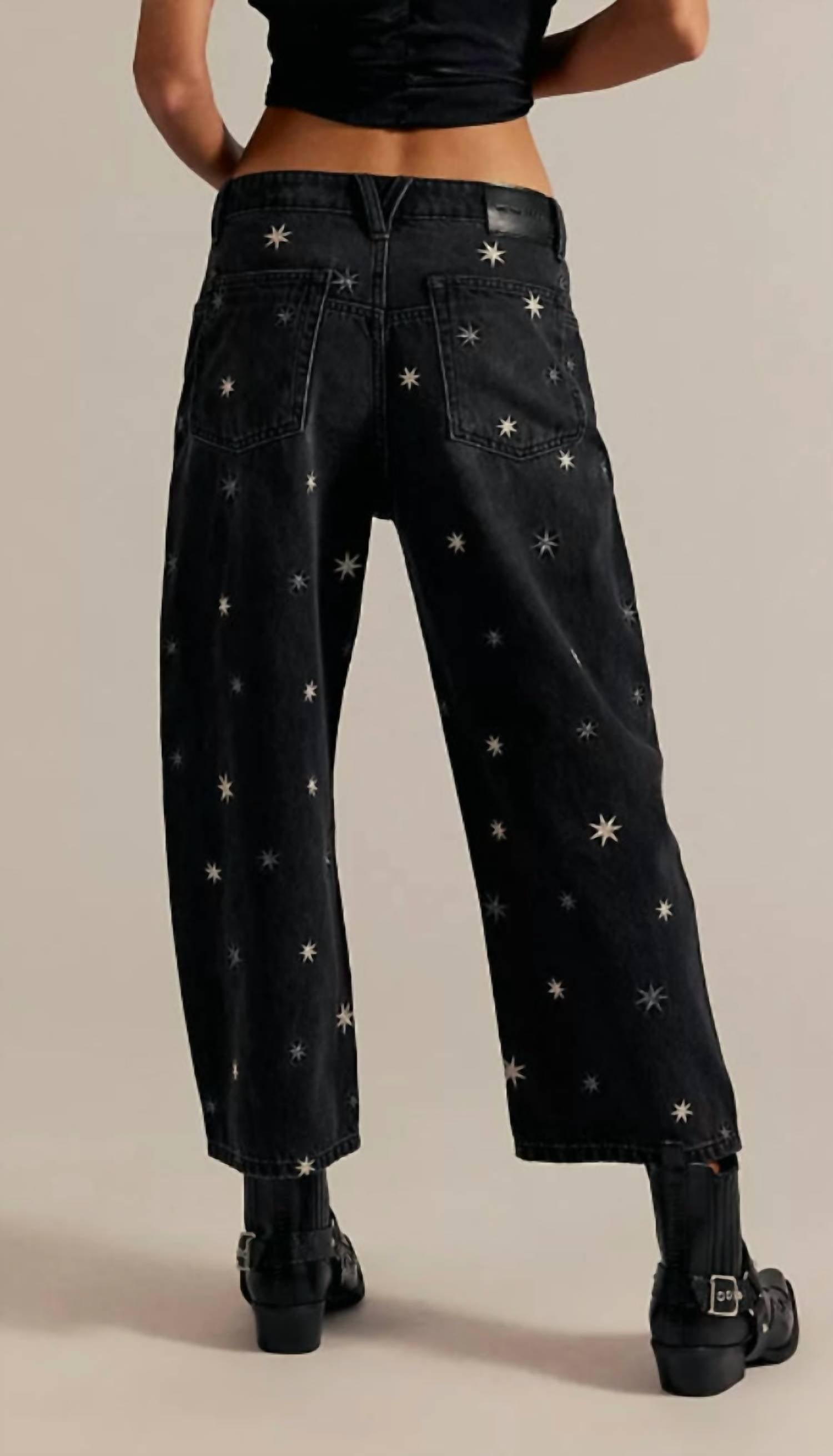Free People - Deep Trance Shine Embroidered Jeans