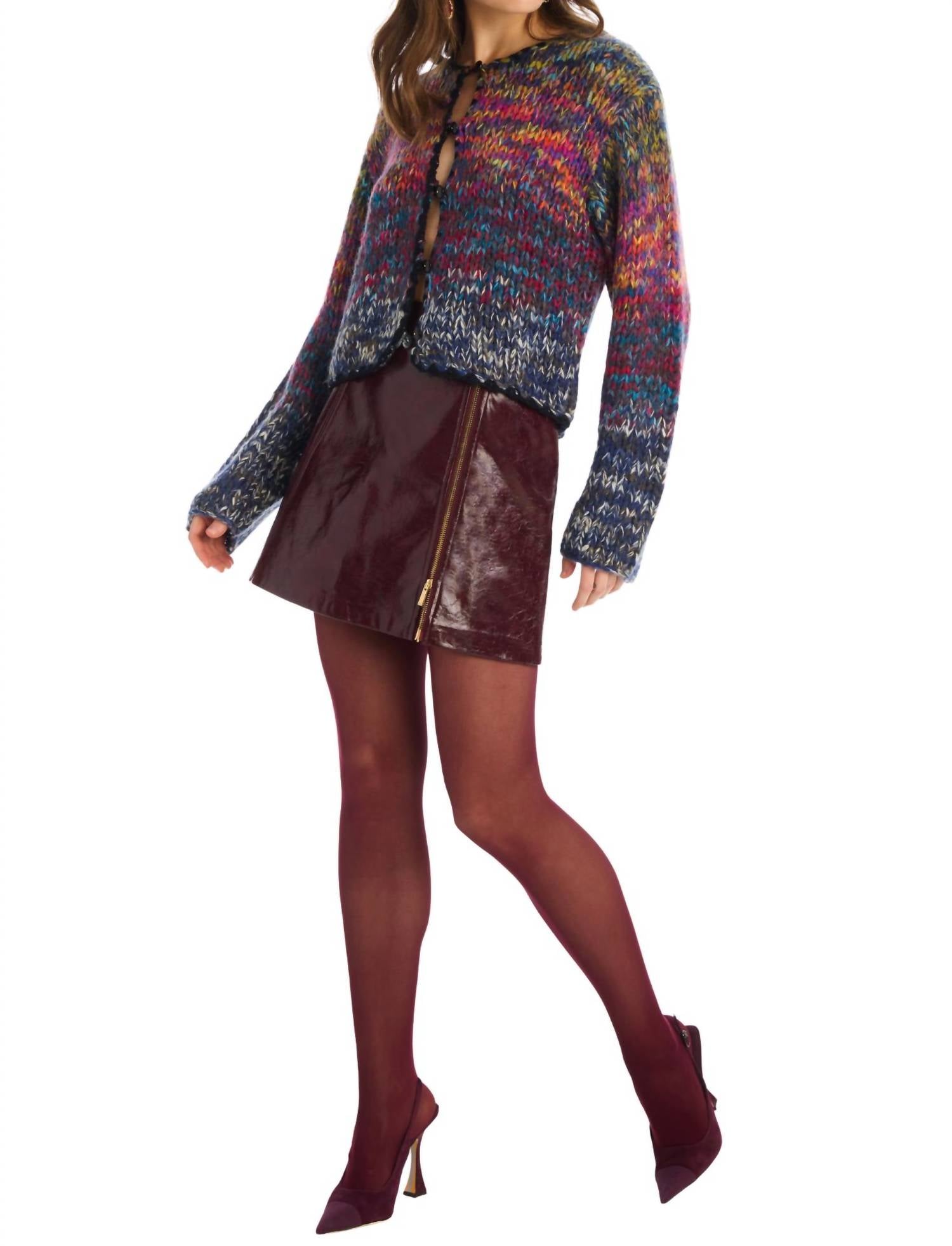 ALLISON NEW YORK River Mini Skirt in burgundy - women's skirt - view 6