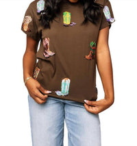 Queen Of Sparkles - Cowboy Boot Tee