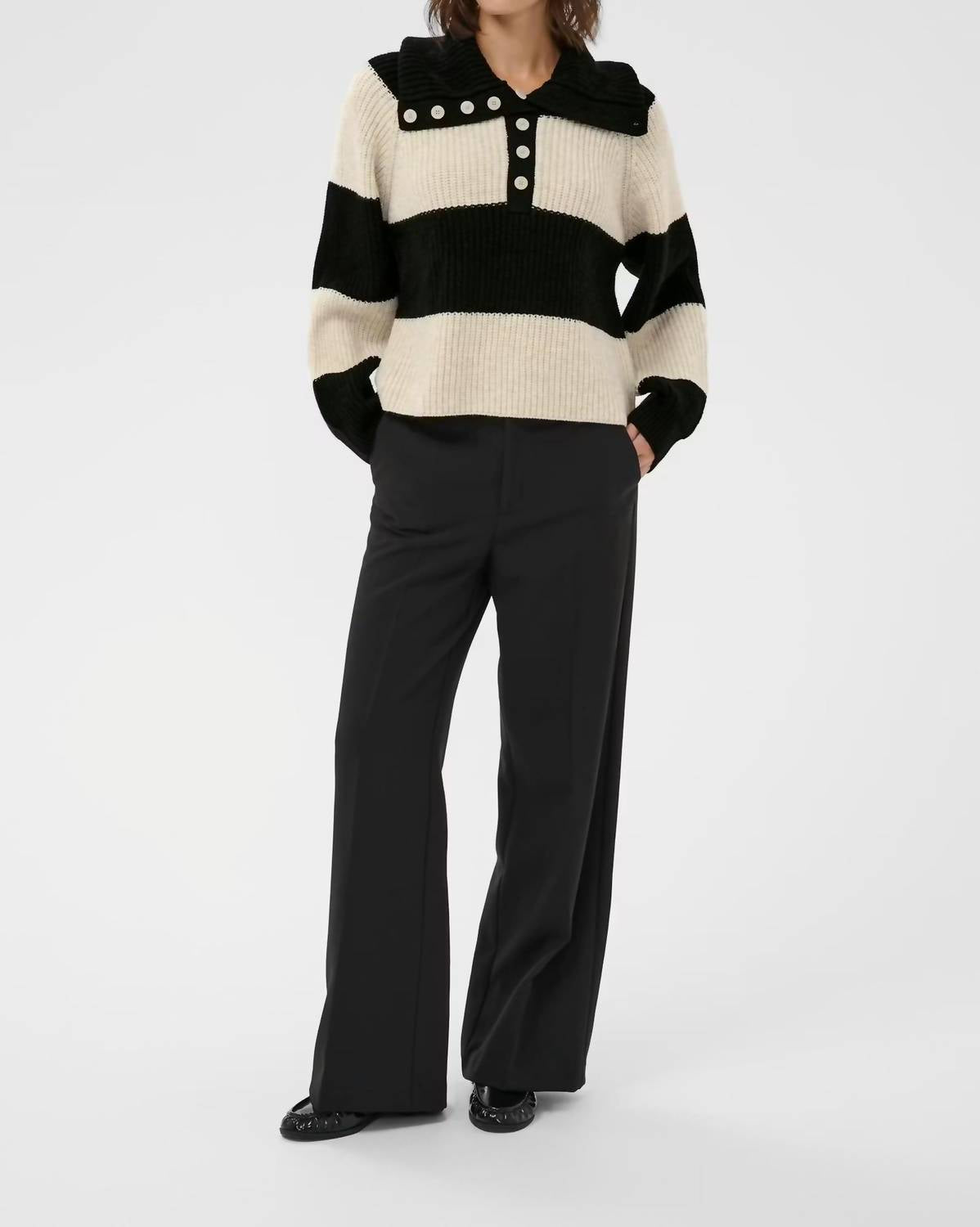 Part Two Simra Striped Pullover in french oak black block - women's sweater - view 4