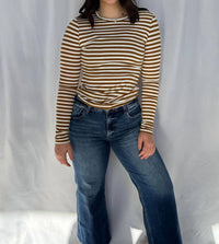 Hyfve - Striped Crew Neck Fitted Long Sleeve Top