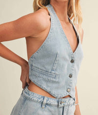 Mustard Seed - Denim Halter Neck Vest