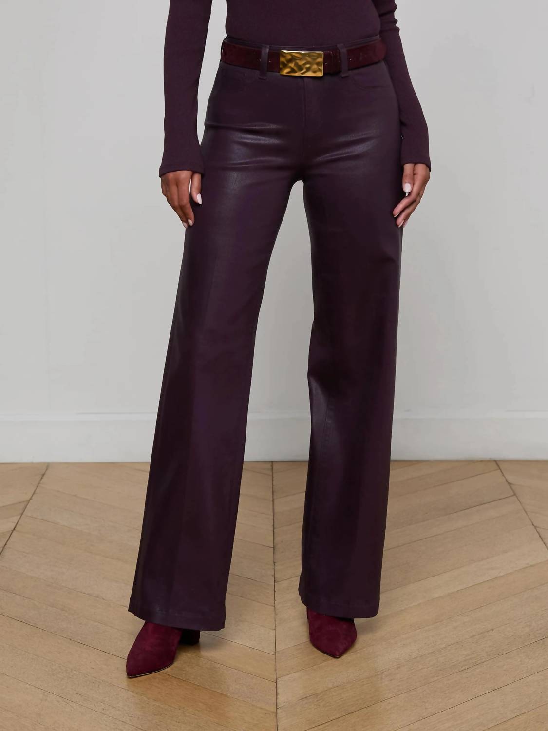 L'Agence - Scottie Coated Wide-leg Jean