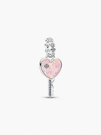 Pandora Opalescent Heart Key Dangle Charm in silver - women's jewelry