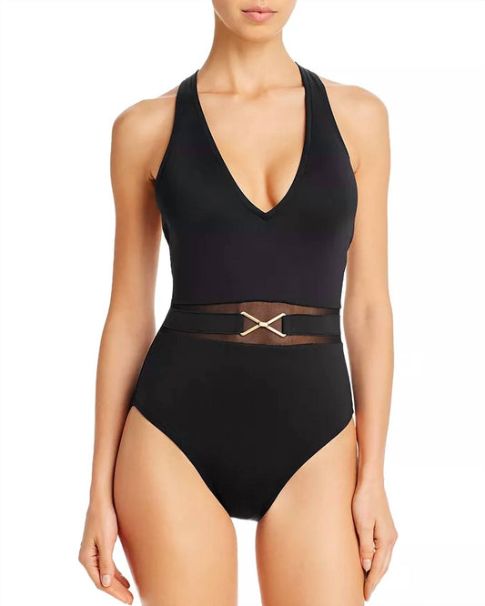 La Blanca - Mesh Merizing Belted Onepiece Bikini