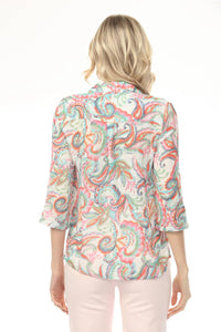Charlie B - Printed Cotton Roll-up Sleeve Blouse