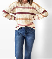 Staccato - Oatmeal Rose Sprinkled Crew Neck Sweater
