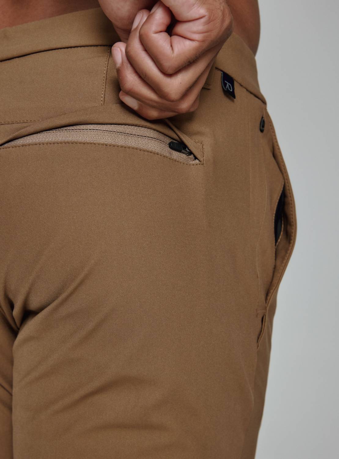 7Diamonds Infinity Athletic Chino Pant in tan - men's pants - detail view