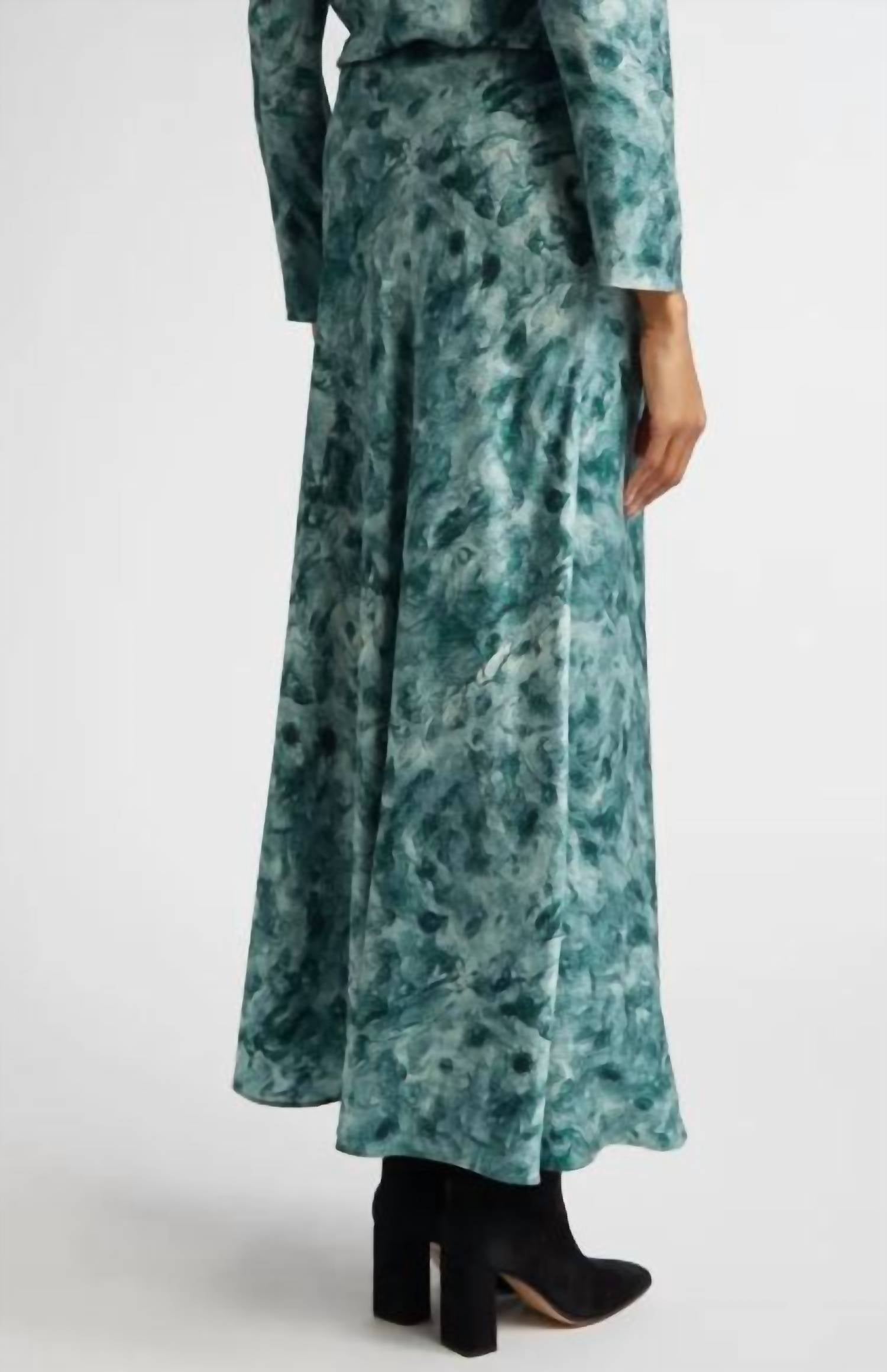Lafayette 148 - Impasto Print Bias Cut Textured Stretch Silk Maxi Skirt