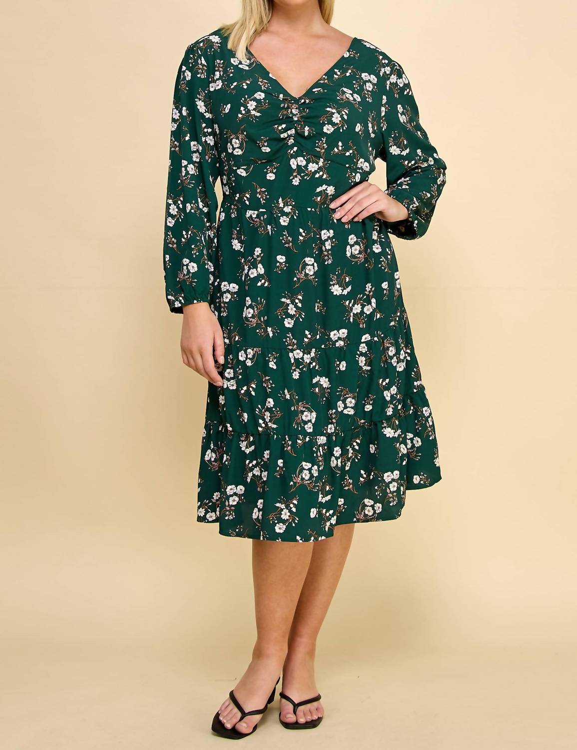 Winslow Collection - Ruffled Floral Midi Dress - Plus