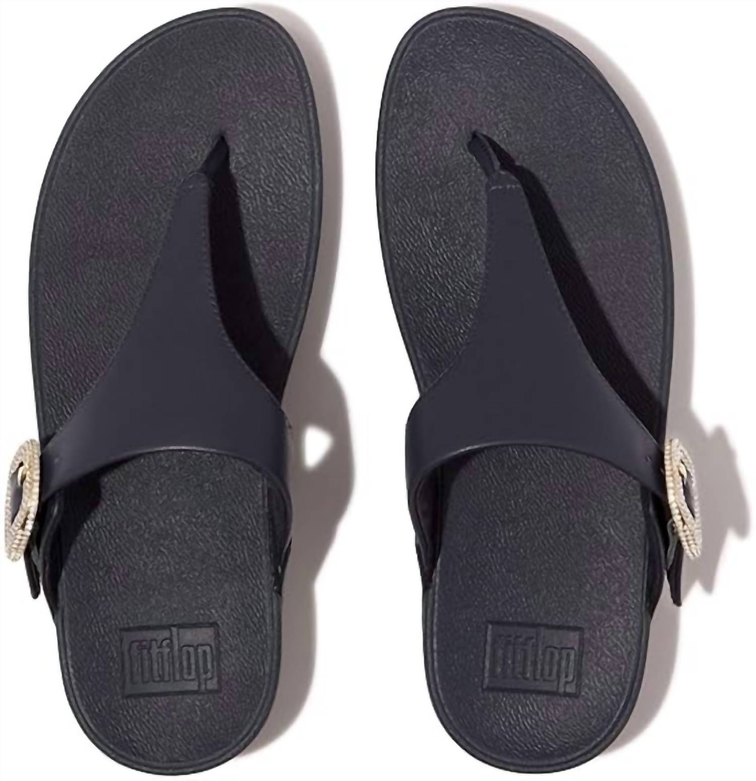 Fitflop - Women's Lulu Crystal Buckle Leather Toe Post Sandals