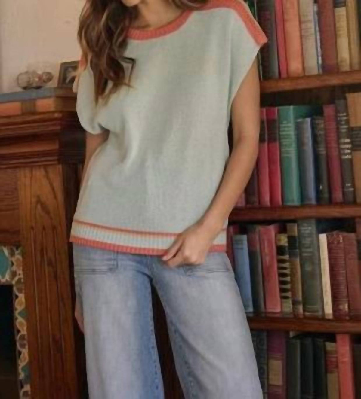 Anniewear - Stripe Colorblock Dolman Sleeve Sweater