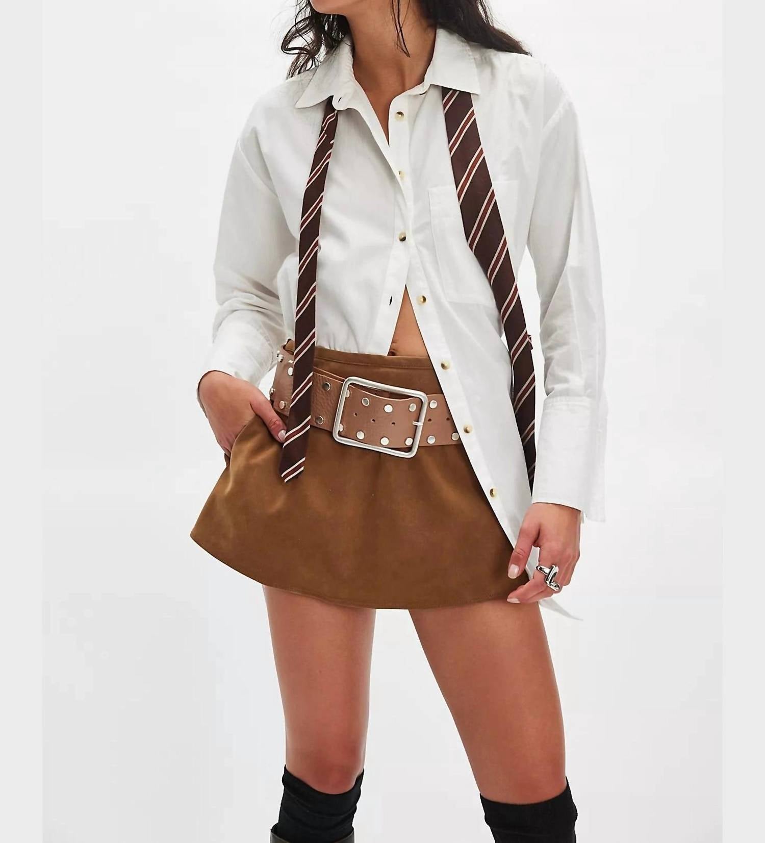 Free People - Paradise Found Suede Skort