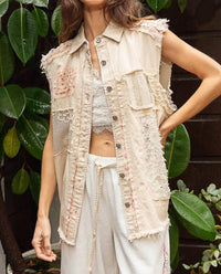 Pol - Oversized Sleeveless Crochet Lace Vest