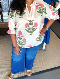 Umgee - Floral Blockprint Top -Plus