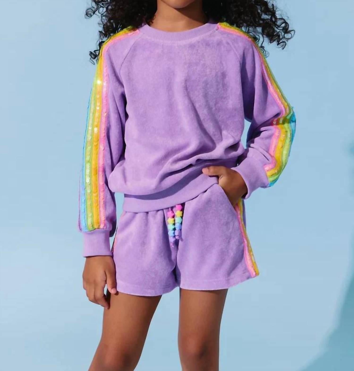 Lola + The Boys - Girl's Sequin Stripe Short Set