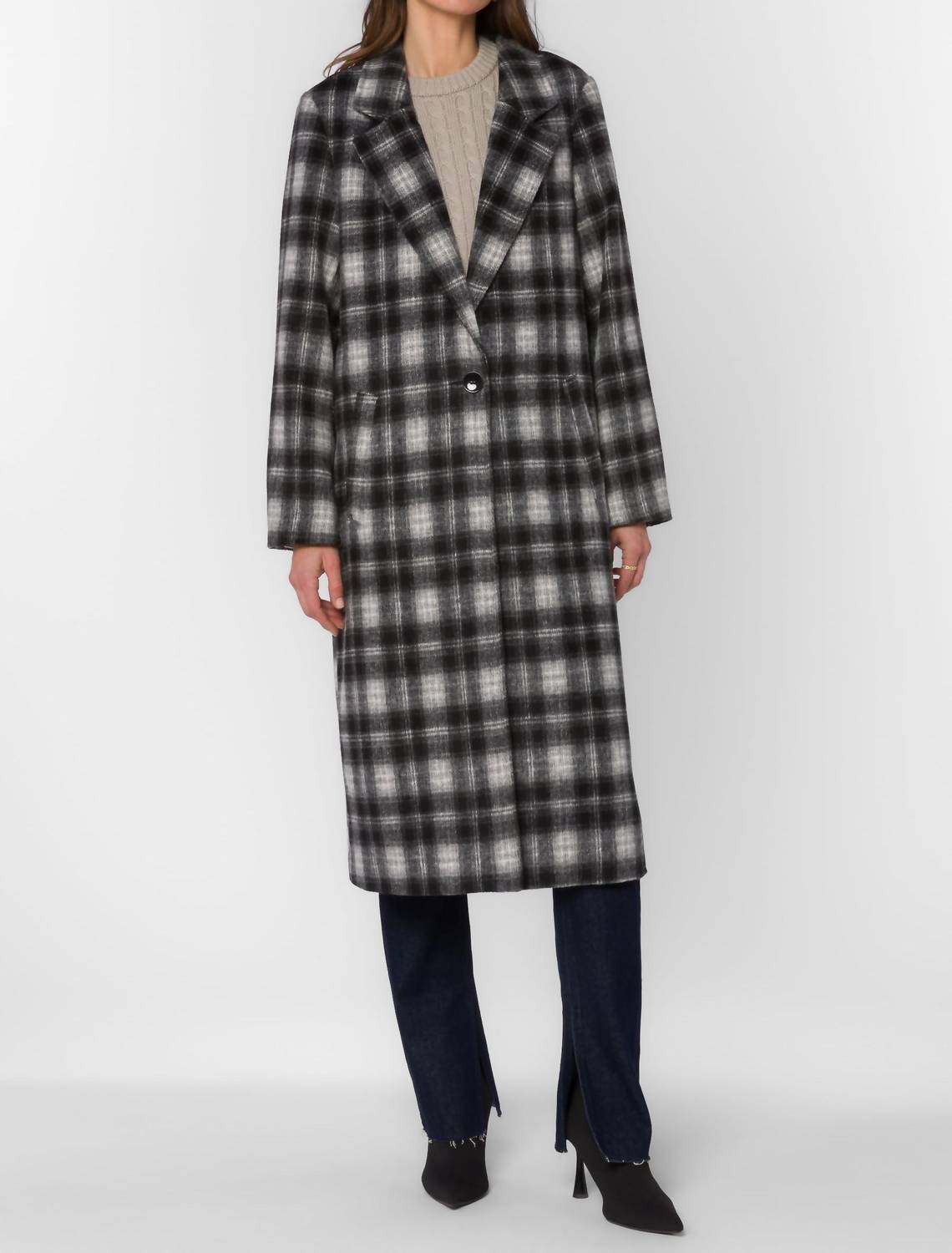 Velvet Heart - Myrtle Single Button Plaid Coat