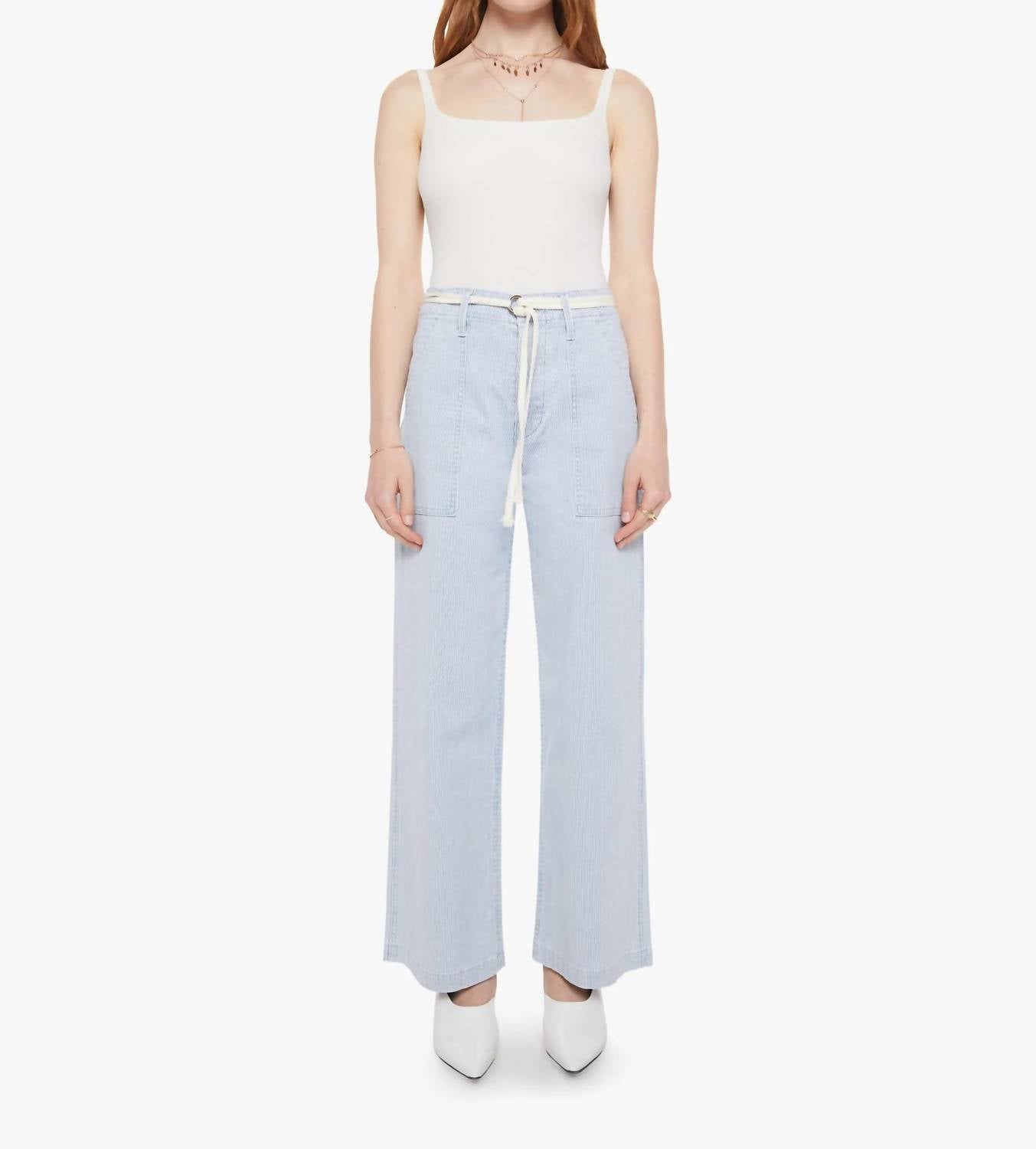 Mother The Spinner Utility Nerdy Jeans in shows on the road - women's jeans