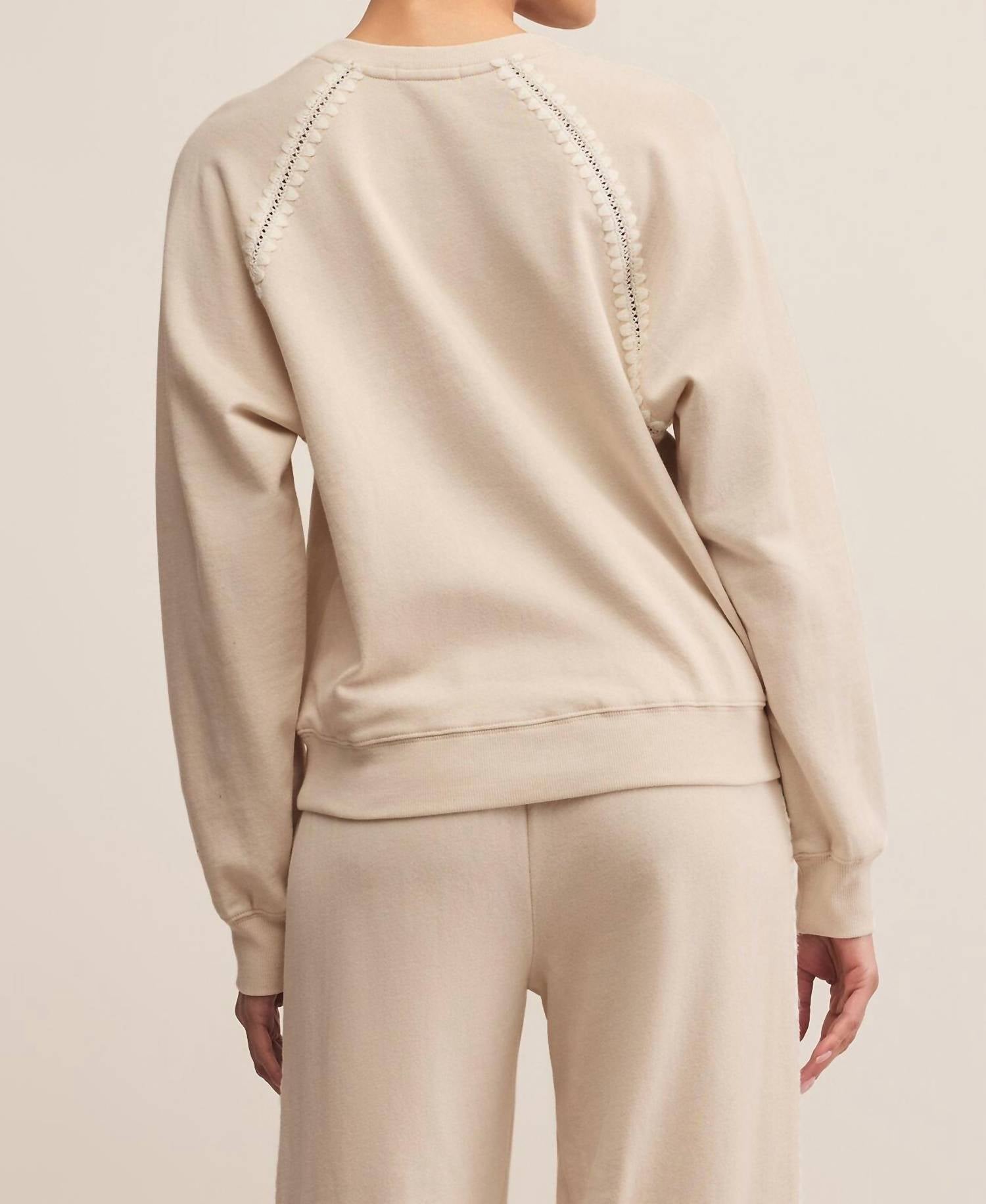 Z Supply Allie All Around Sweatshirt in natural - women's top - alternate view