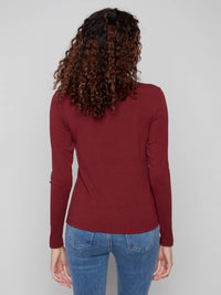 Charlie B - Rib Knit Long Sleeve Mock Neck Top