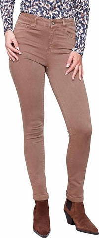 CHARLIE B Cuffed Hem Twill Jeans in truffle - women's jeans - detail view