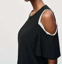 Joseph Ribkoff - Rhinestone Embellished Cold-shoulder Tunic