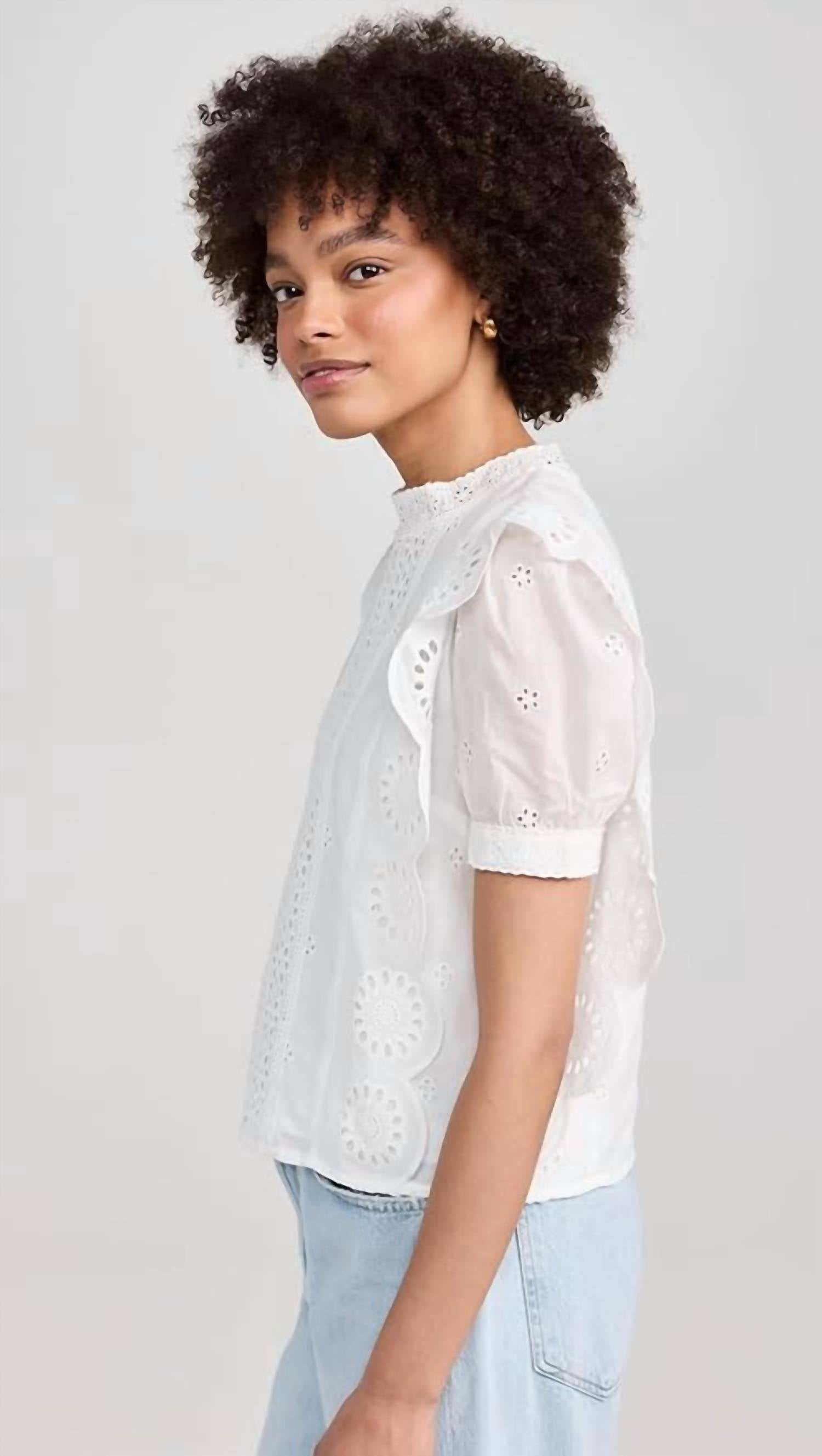 English Factory - Eyelet Short Sleeve Top