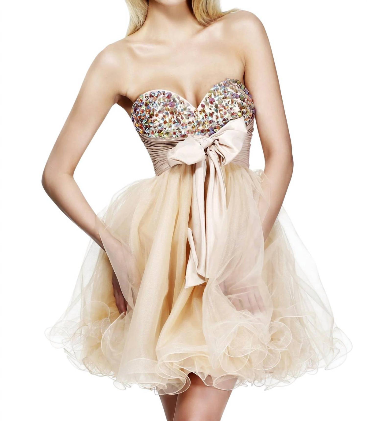 Sherri Hill - Strapless Tulle Cocktail Dress