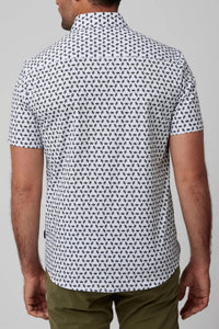 Stone Rose - Printed Bees Short Sleeve Button Down Shirt