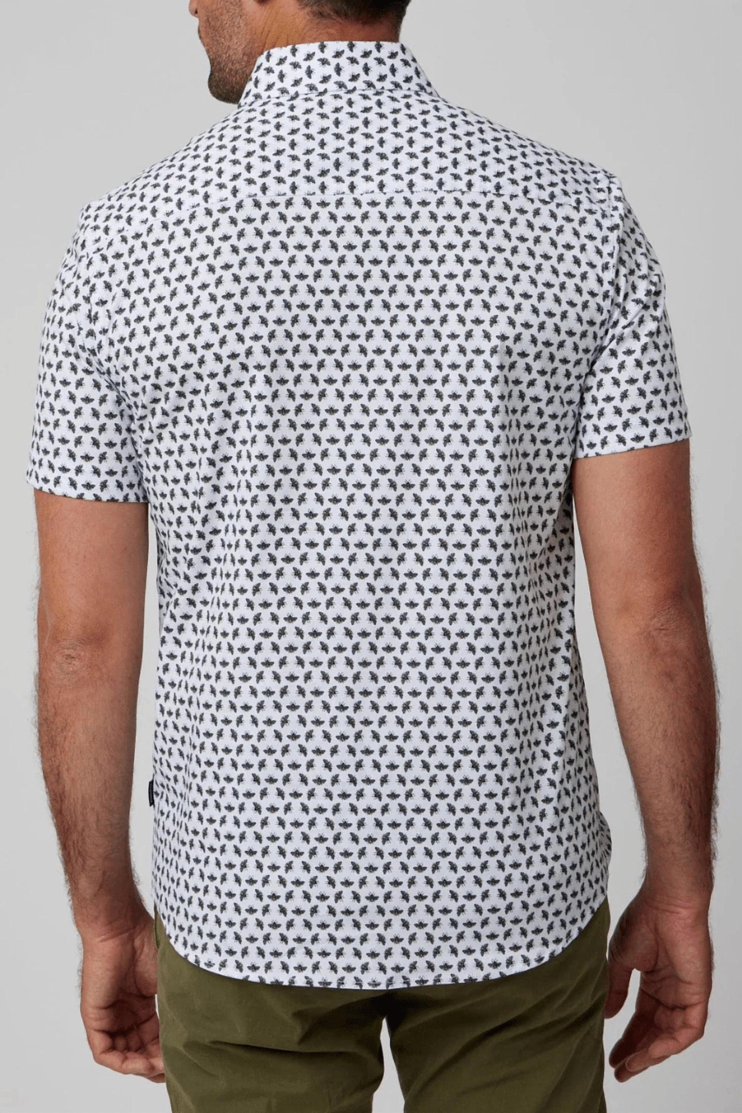 Stone Rose - Printed Bees Short Sleeve Button Down Shirt
