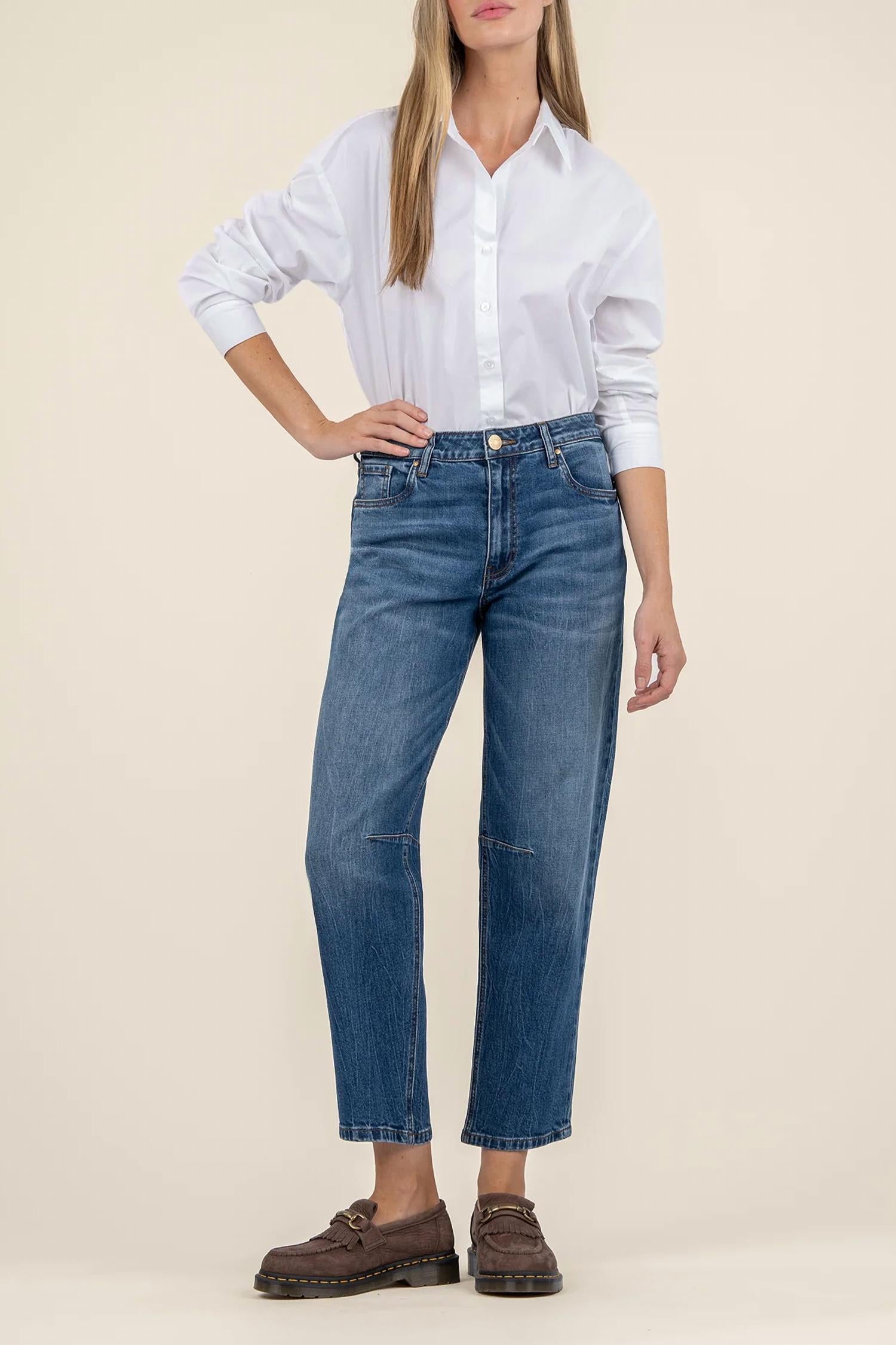 KUT FROM THE KLOTH Ashley High Rise Slouchy Barrel Leg Jeans in dedication w dark base - women's jeans