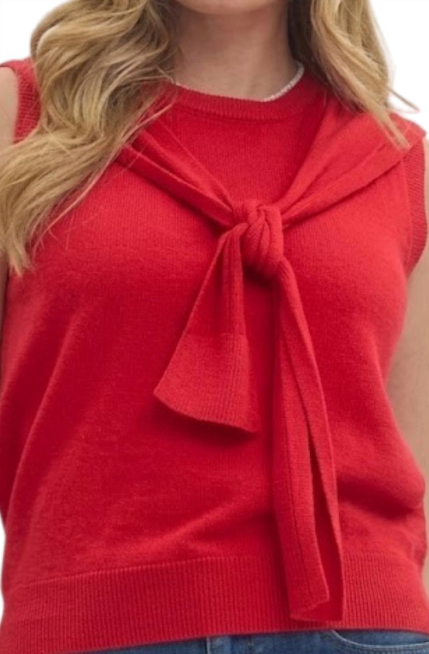 Entro - Sleeveless Sweater With Faux Sweater Wrap