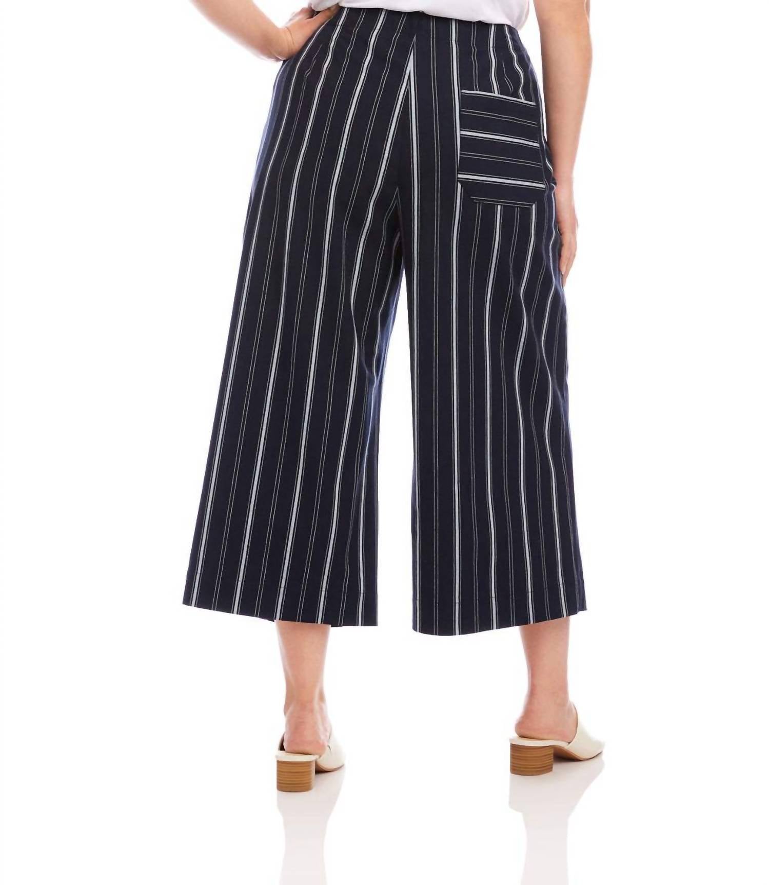 Karen Kane - Stripe Cropped Wide-leg Pants - Plus