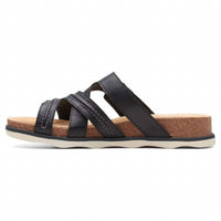 Clarks Women's Brynn Hope Flat Sandal in black leather - women's sandal - alternate view