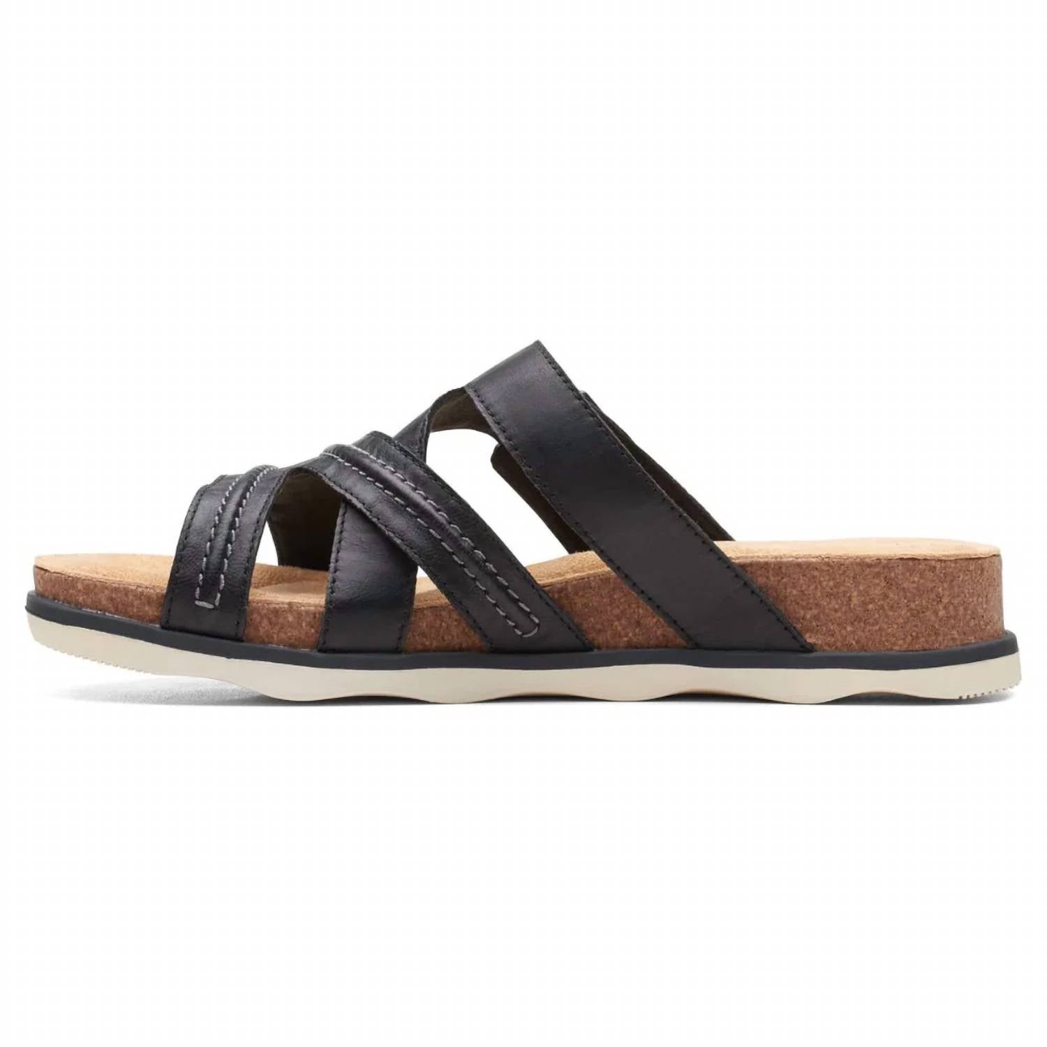 Clarks Women's Brynn Hope Flat Sandal in black leather - women's sandal - alternate view