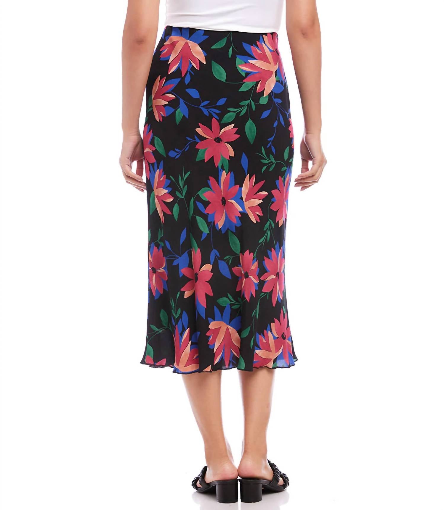 Karen Kane - Francesca Floral Print Bias Cut Midi Skirt