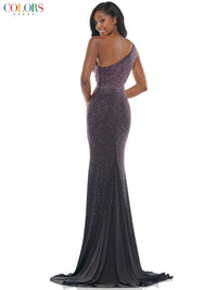 COLORS DRESS One Shoulder Sequin Gown in black pink 1 - women's dress - alternate view